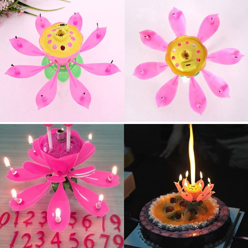 Joy Singing Music Birthday Candle Monolayer Lotus Candle Flowering Music Candle SCVD889