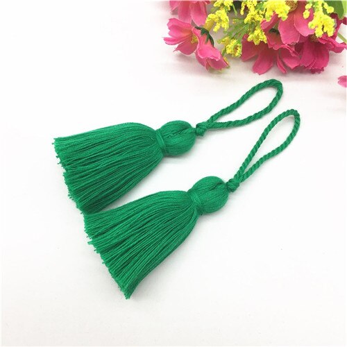5 stk mini korte hengetau dusker smykker hjem tekstil gardin klær anheng håndverk dusker diy klær dekorasjon materiale: Grønn