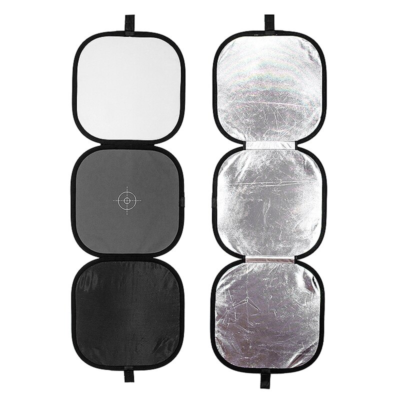 3 in 1 37cm 18% Foldable Gray Card Reflector White Balance Double Face Focusing Board with Carry Bag