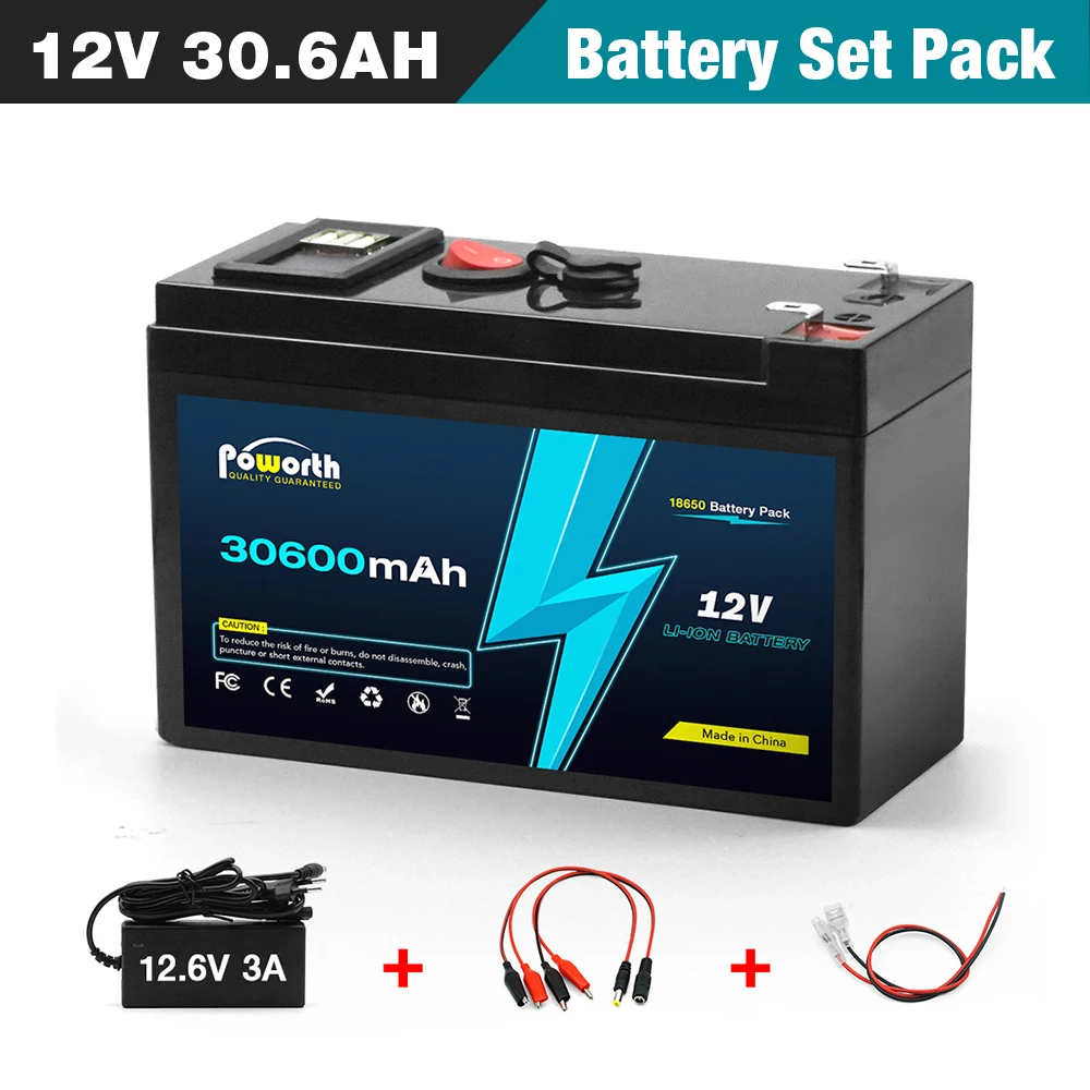12 V 30,6 Ah LiFePO4-Lithiumbatterie, integriertes 30 A BMS, über 5000 wiederaufladbare Deep-Cycle-Batterie, perfekt für Solarenergie: Grau