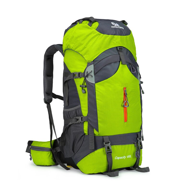 60l camping vandre rygsæk bjergbestigning taske stor kapacitet trekking rygsæk udendørs rygsæk vandring camping tasker aluminium: Lysegrøn
