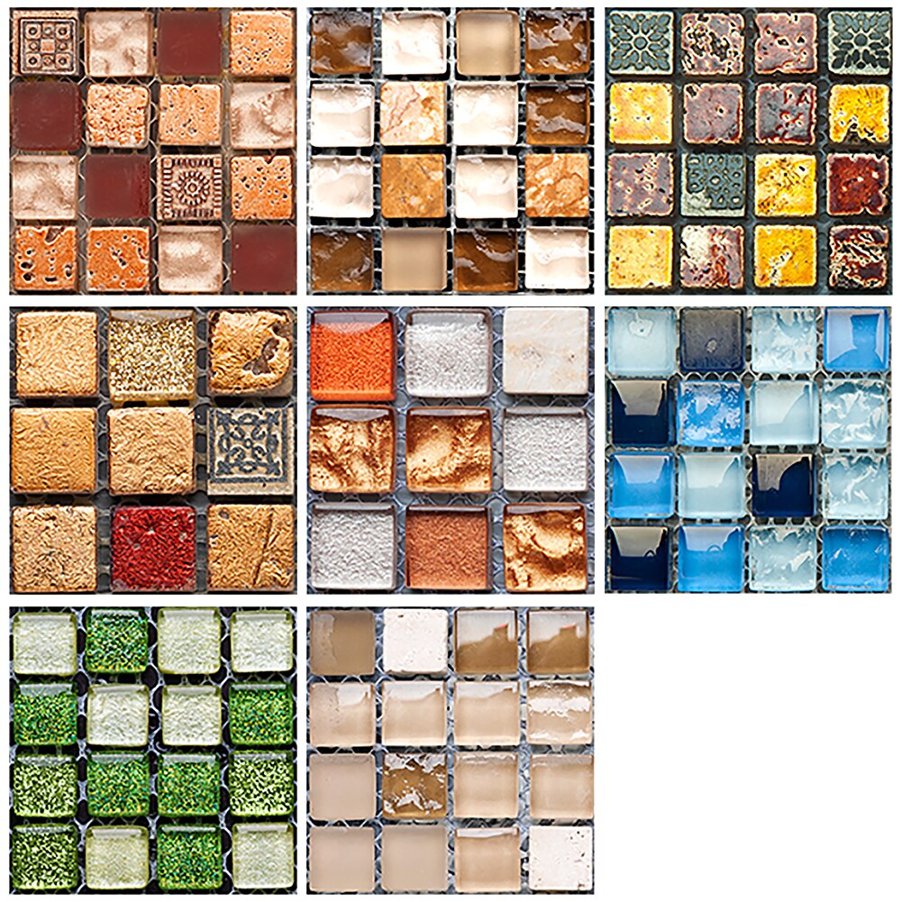Diy kök badrum hem kakel klistermärke 10 st / set vintage mosaik vägg kakel klistermärke vattentät självhäftande golv dekaler