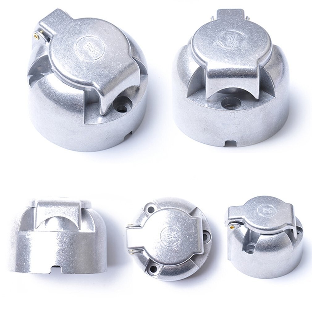 12V 7 Pin Round Aluminum Trailer Socket Waterproof Trailer Towbar Connector For Trailer Light Lamp