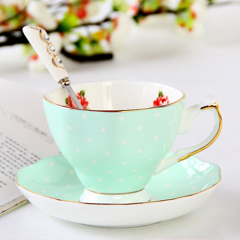 British Flower Pattern Afternoon Tea Cup Set Luxury Bone China Coffee Cup Europe Porcelain Ceramic Mug Cafe Party Drinkware: 12