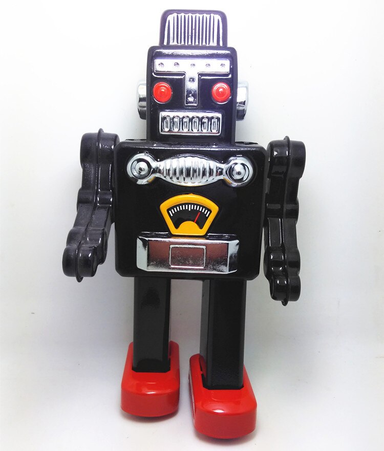 1PCS tin robot with mechanical winding robot toy