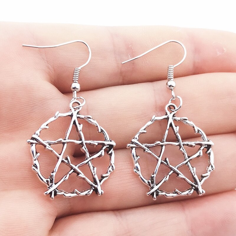 Vintage goth gothic femtakkede stjerne dangle øreringe til kvinder trendy punk 90s egirl grunge goblincore emo tilbehør