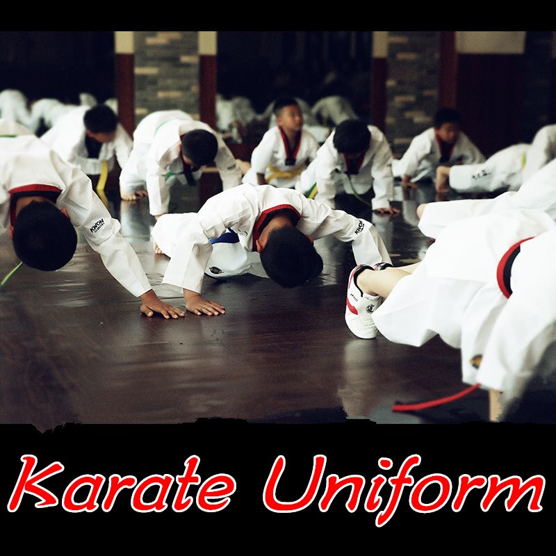Uniforme de Karate para adultos, ropa de , color blanco, transpirable, Dobok, Kyokushinkai, Dogi, Kimono, cinturón de Taekwondo, traje de Karate para niños y hombres