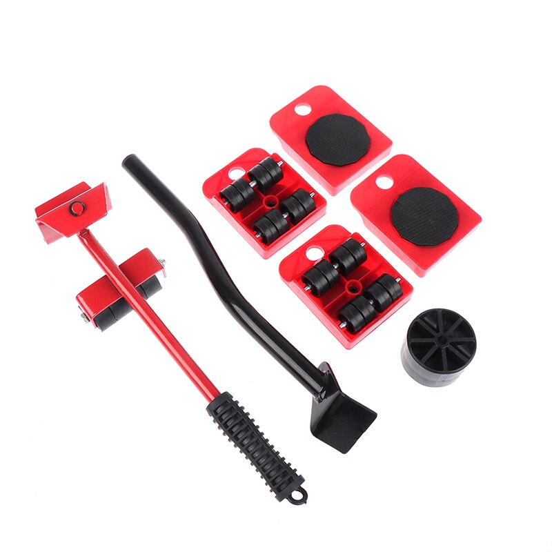 5pcs Furniture Lifter Heavy Roller Move Tool Set Wheel Bar Mover Sliders Transporter Trolley For 200kg/440Lbs