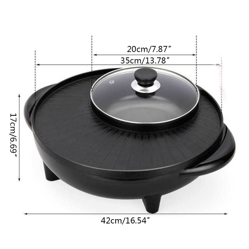2 in 1 Barbecue Pot Electric 1700W 220V Multi-Function Home Party Grill Pan