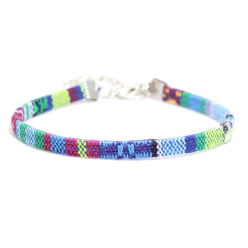 Handgemachte Boho Ethnische Fußkettchen Handarbeit Farbic Seil Kette Fuß Knöchel Für Frauen Sommer Strand Bein Schmuck: Silber- Blau