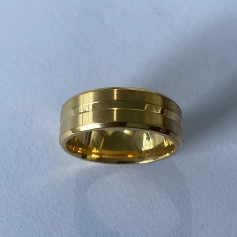 Mode 8mm mannen Zwart Tungsten Wedding Band Ringen Zwarte Groef Afgeschuinde Rand Verlovingsring voor mannen Valentijn Sieraden: 4.25 / YELLOW