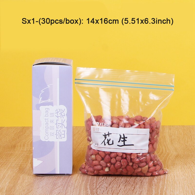 Reusable Food Storage Slider Bag Freezer Zipper Bags Fresh-keeping Sandwich Snack Sealling Packaging Bag Kitchen Accessories: S (30pcs-14cmx16cm) / 3 Sets