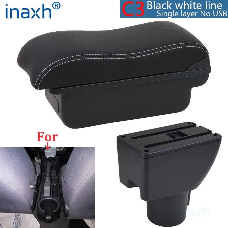 Dla HYUNDAI Getz podłokietnik dla Hyundai Getz pudełko robić podłokietnika samochodowego części robić modernizacji dedykowane centrum pudełko robić przechowywania samochód akcesoria: C3 czarny biały NOUSB