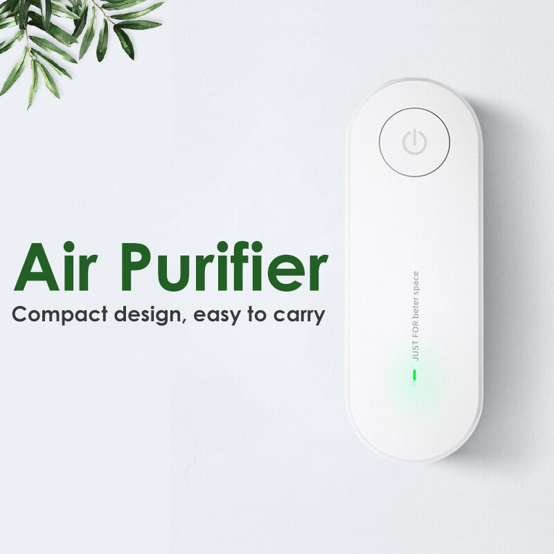 Home Portable Mini Air Purifier USB Cable & Battery Dual Power Air Cleaner Anion Ionizer Negative Ion Generator Ozone Generator