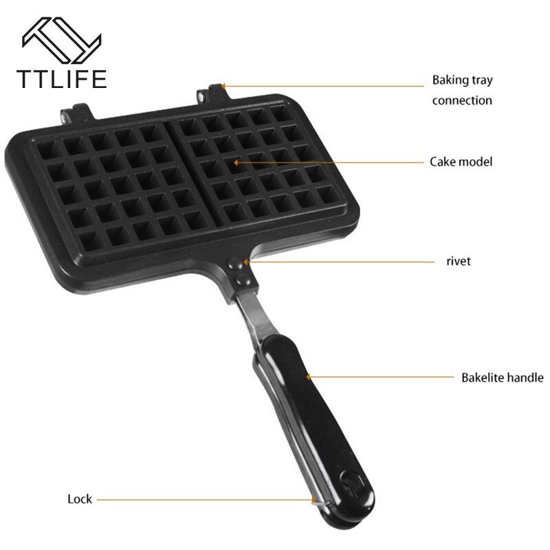 Diy Cakevorm Wafel Machine Wafel Maker Mold Non-stick Cake Rvs Bakplaat Gas Bakvormen Cake Decoratie gereedschap