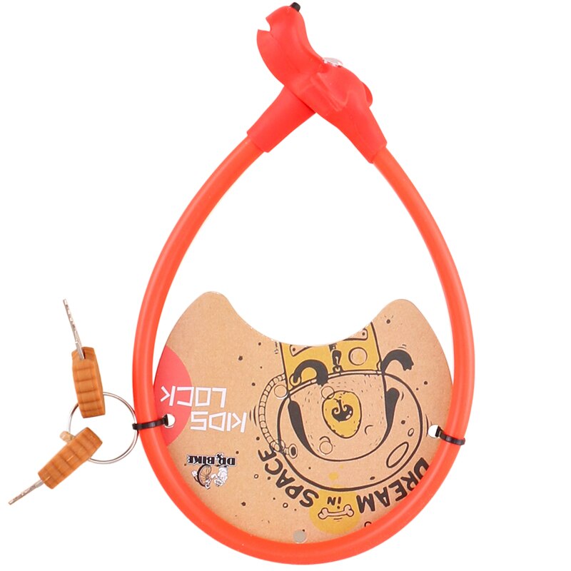 Dr Bike-candado para Cable de bicicleta para niños, con superficie de silicona, de acero, antirrobo, bonito, accesorios para bicicleta: 45cmRed