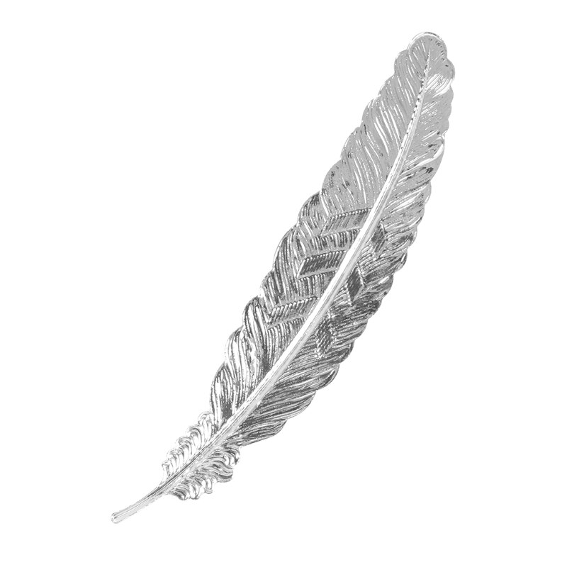 Marcapáginas de punto de libro de Metal en forma de pluma Retro para libros, oficina, escuela: Plateado