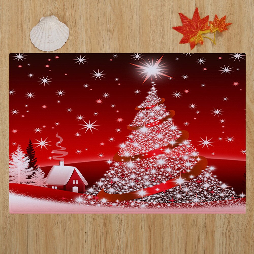 Glædelig jul velkomstdørmåtter 40 x 60cm juletræ dekorativt indendørs hjemmetæpper indretning badeværelse skridsikker tæppe / tæppe