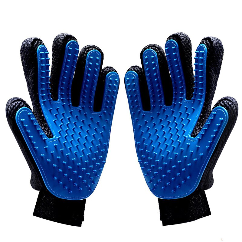 Un par de guantes de silicona para mascotas, cepillo de cinco dedos, guante de aseo para mascotas, cepillo de baño, guante de aseo para perros