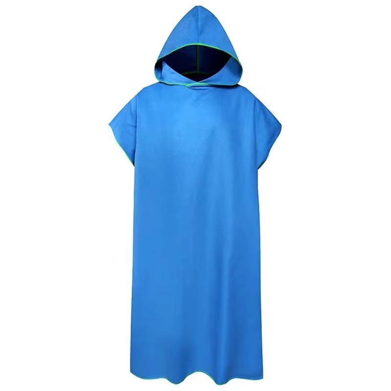 Surfen-Poncho, Wickeltuch, Kapuzenmantel, Mikrofaser, Stranddecke, Badetuch, Badehandtuch, Neoprenanzug, Strandponcho für Erwachsene: Blau