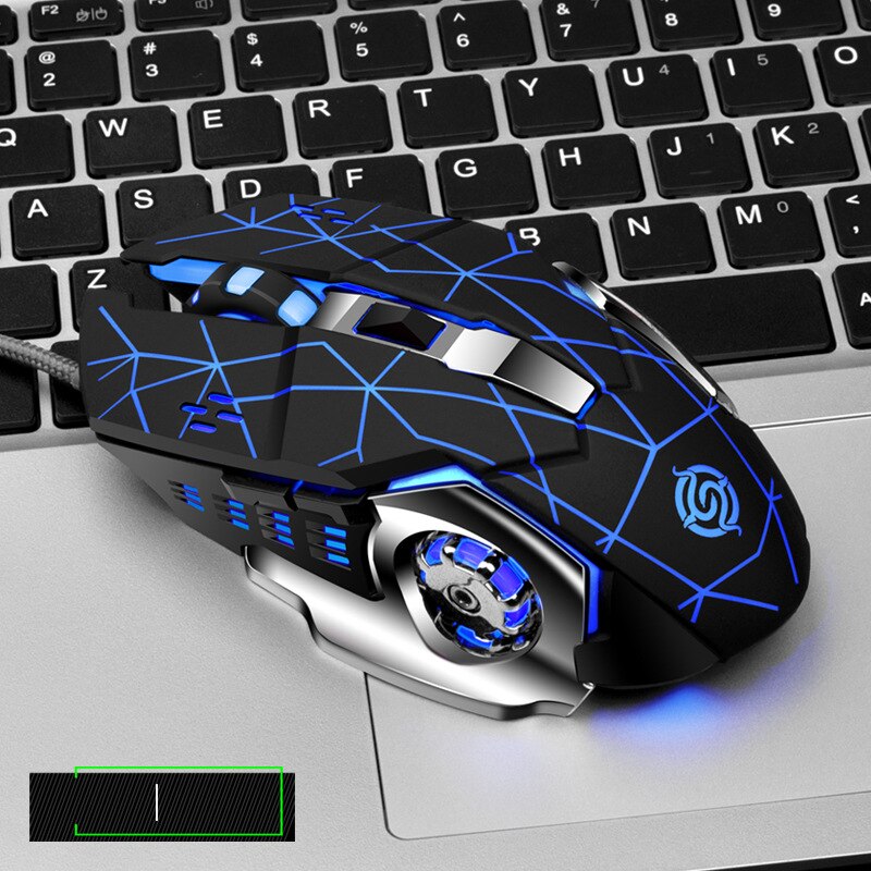 Spielen Maus Verdrahtete USB Computer Maus Gamer Stille Mause Mit Hintergrundbeleuchtung Für PC Laptop: schwarz-blau