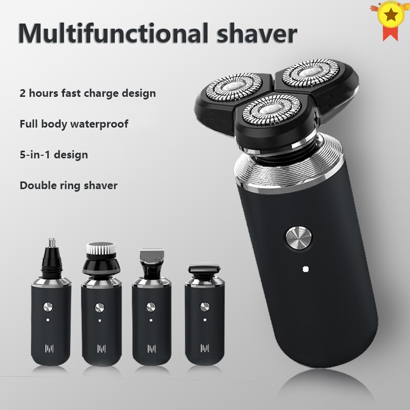 Nat Droog Elektrisch Scheerapparaat Voor Mannen Baard Trimmer Scheerapparaat Oplaadbare Kaal Scheren Machine 5 In 1 Grooming Kit