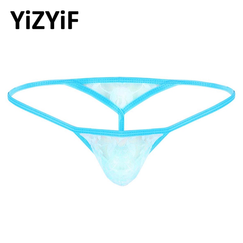 Men Mini Bikini Thong Bound Pouch underwear Gay Men Lingerie Low Rise Mini Bikini Lace T-Back Underwear G-String thong panties