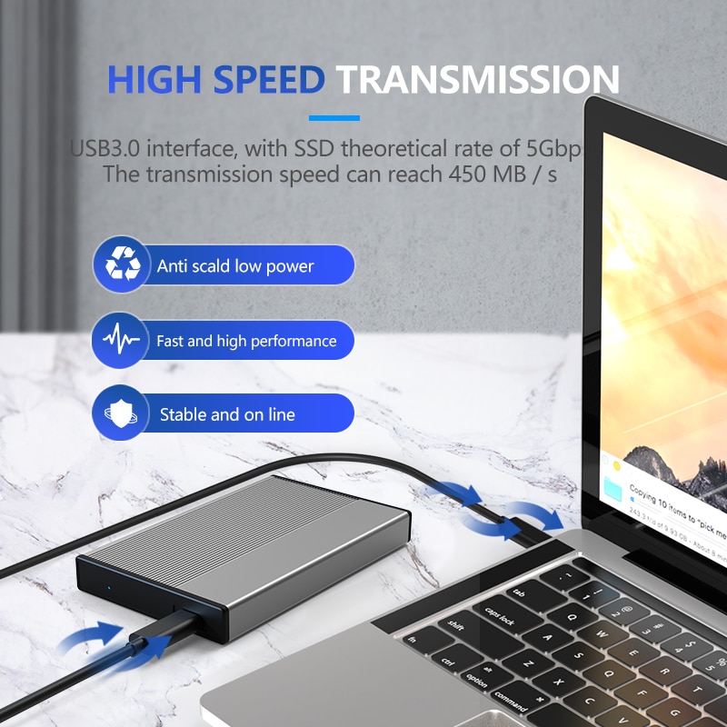 Blueendless HDD Case SATA to USB 3.0 High Speed 5Gbps 6TB Aluminum HDD Hard Drive Box for Tablet Laptop External Hard Drive