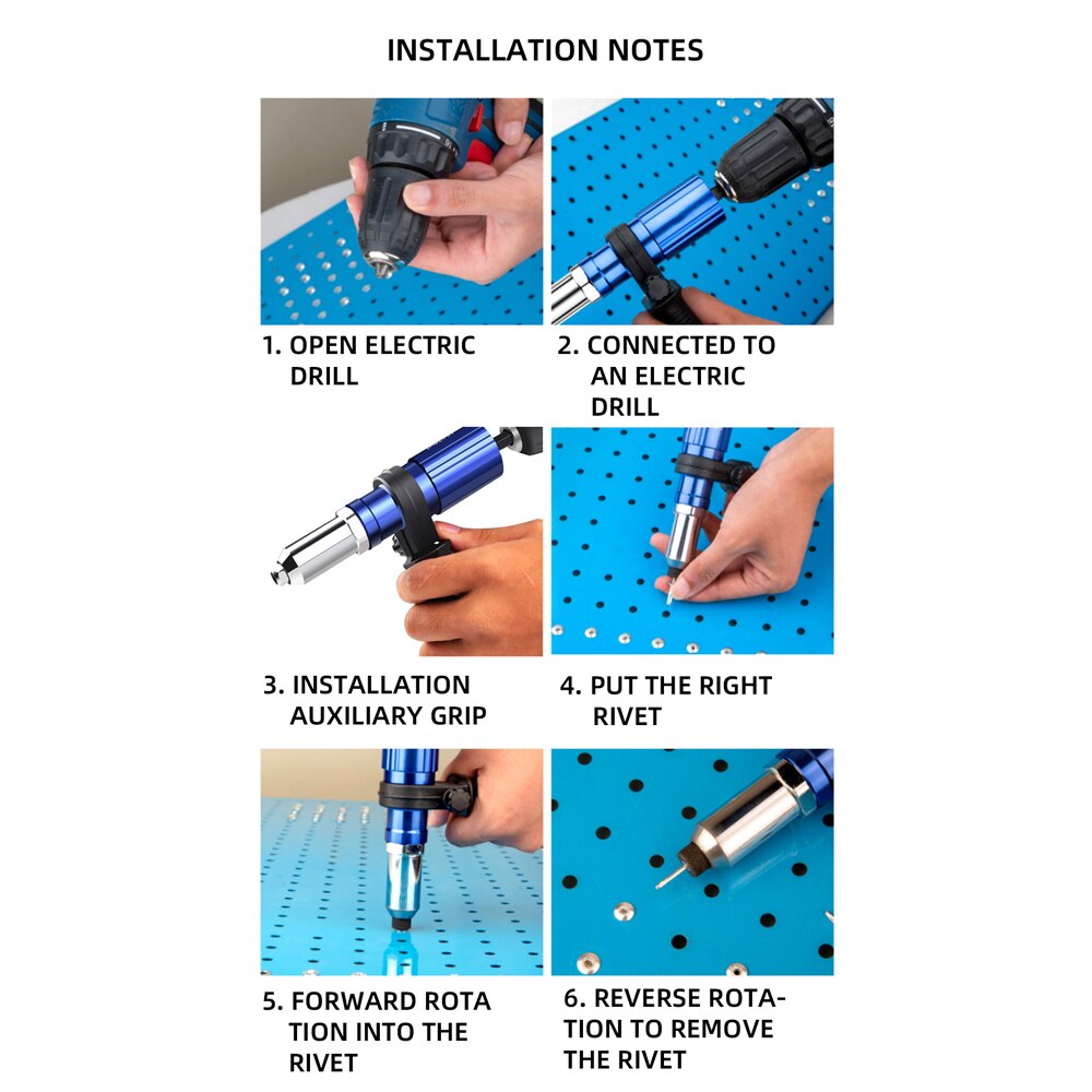Electric Rivet Tool 2.4mm-4.8mm Rivet Nut Tool Bit Cordless Riveting Conversion Connector Adapter Insert Nut Pull Rivet Tool