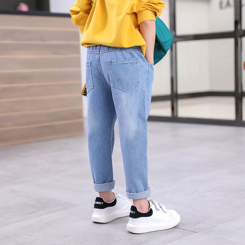 Våren jenter jeans baby låve jeans til låve takrenne jenter tynne dongeribukser småbarnsbukser jenter barnbukser til gutt jente 2-6y
