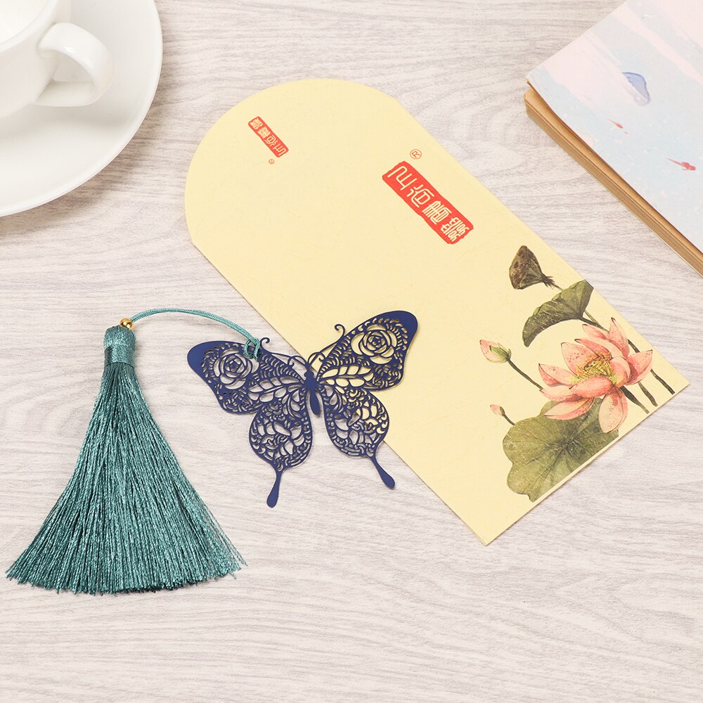 1PC Metal Butterfly Bookmark Ribbons Long Tail Student Book Marker Kawaii Cartoon Bookmark Office School Stationery