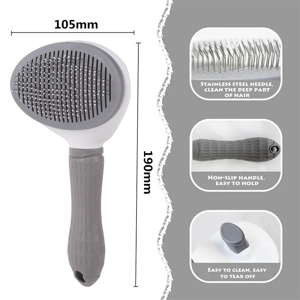Pente para animais de estimação, pente automático para remoção de pelos, agulha de aço inoxidável, pente para gato, limpeza de produtos domésticos, remoção de pelos com um clique