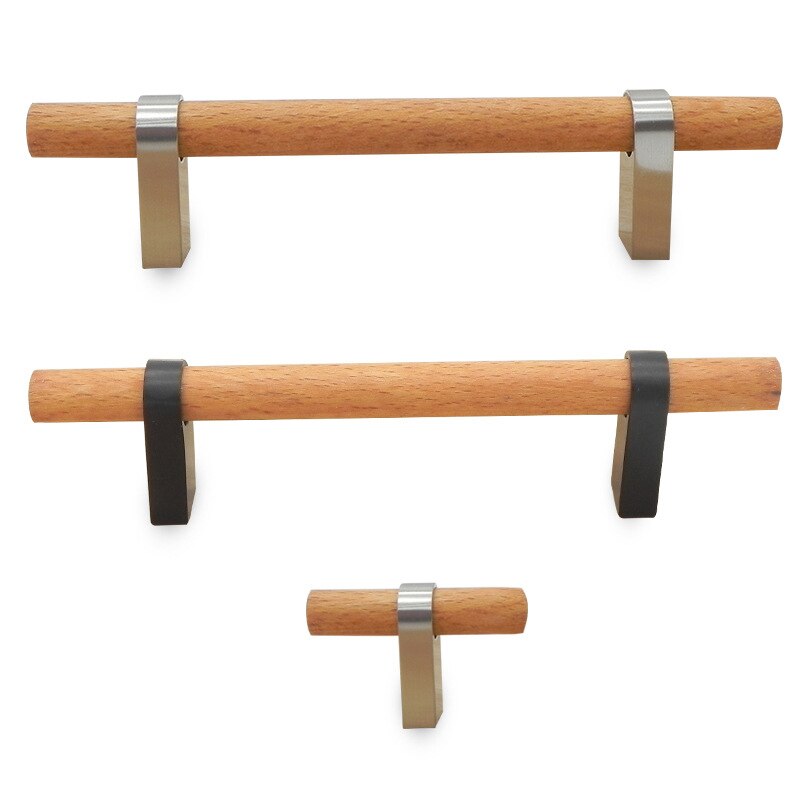 Simple Solid Wood Drawer Handle European Style Anti-collision Hardware Cabinet Door Wardrobe Door Handle