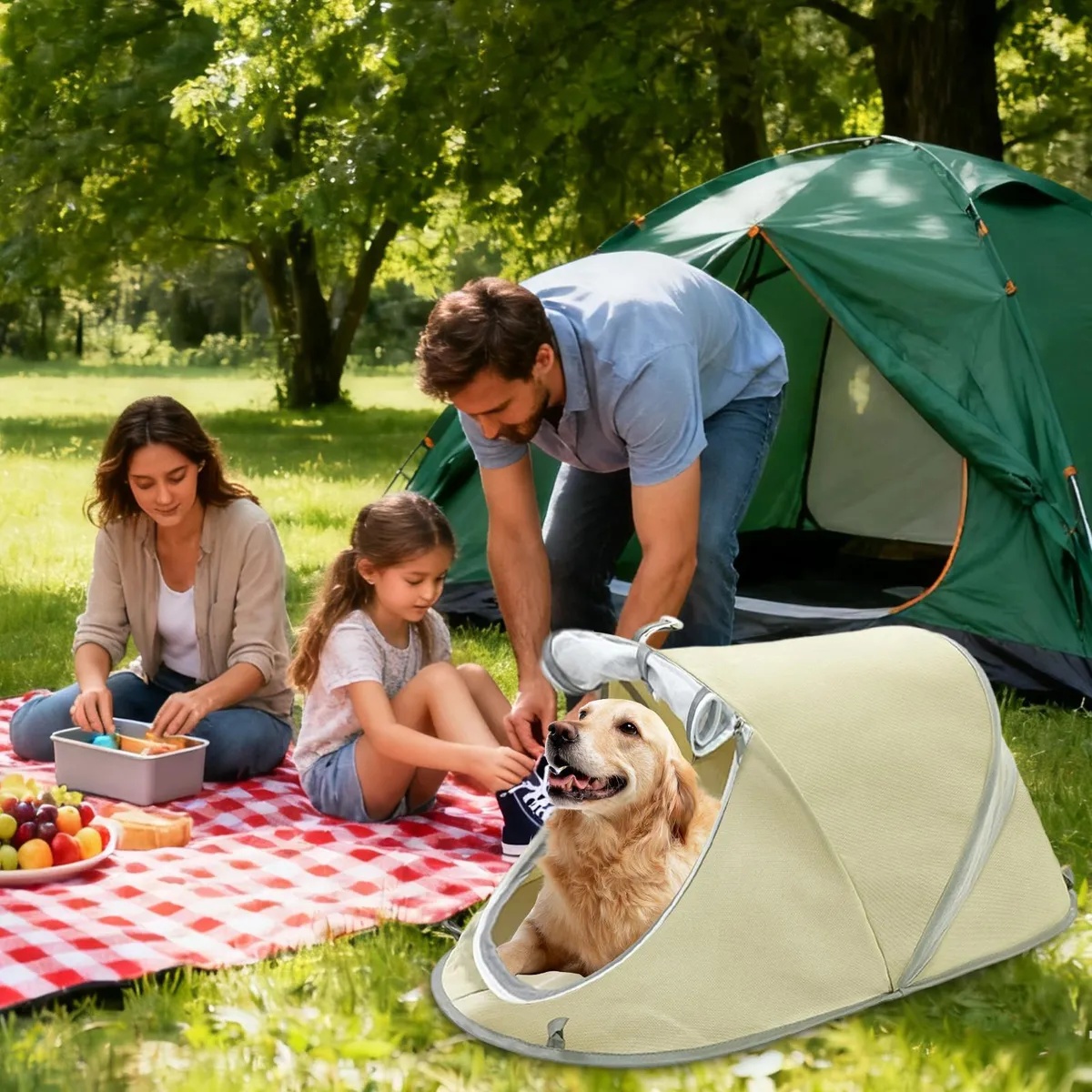 Tienda plegable para mascotas, casa portátil para perros y gatos, perrera ligera para acampar en interiores y exteriores, refugio para mascotas transpirable e impermeable