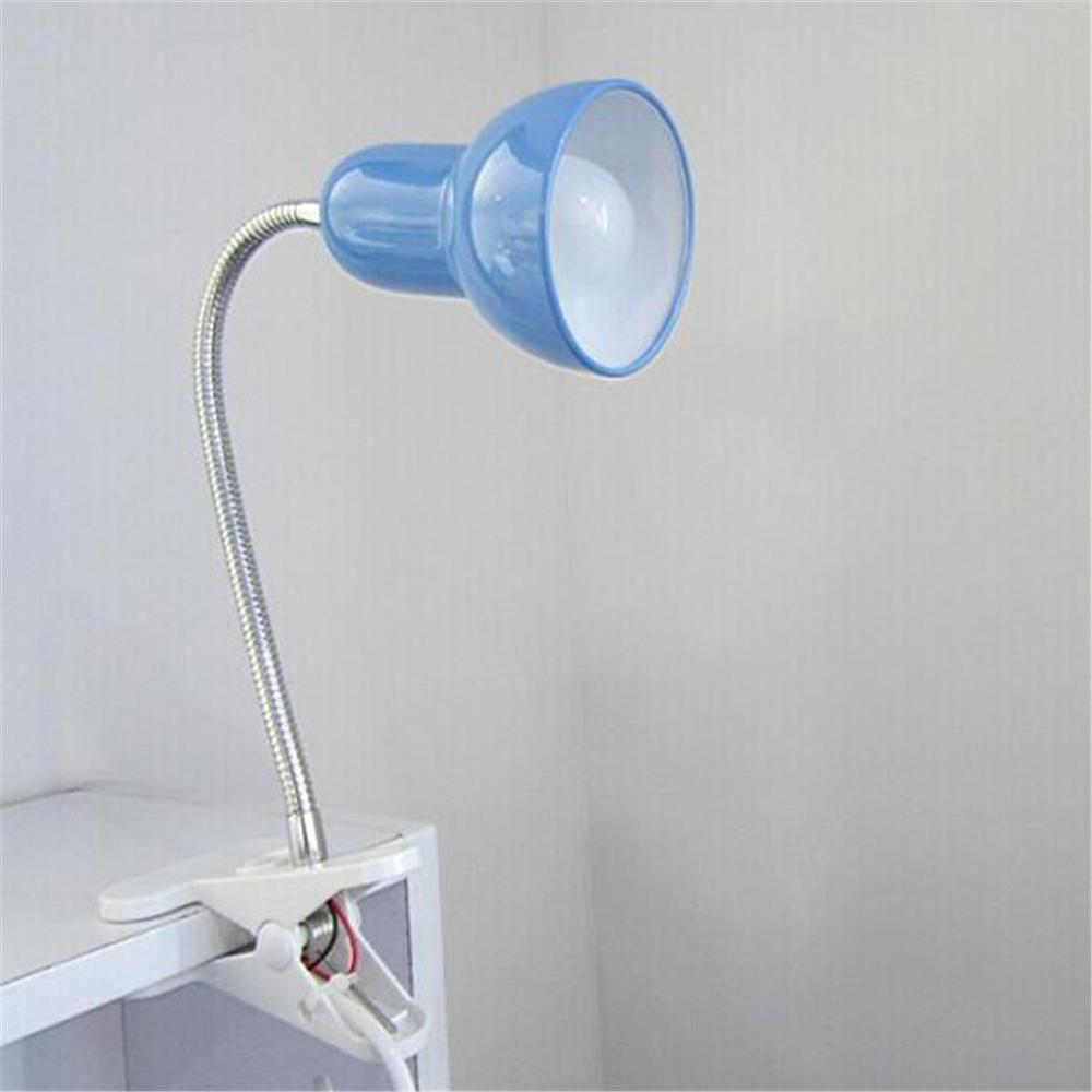 Lampa biurkowa z podstawą zaciskową i regulowaną gęsią szyją, wtyczka EU nas w lampce z klipsem robić lampki robić czytania w łóżku/szufladzie, różowa: M / Niebieski