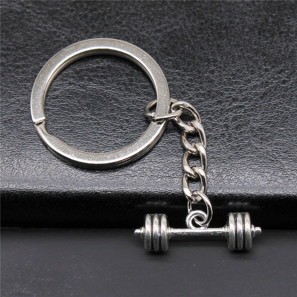 Fitness Weightlifting Weight Film Pendant Keyring Women Men Keychain DIY Metal Holder Chain Party: Red