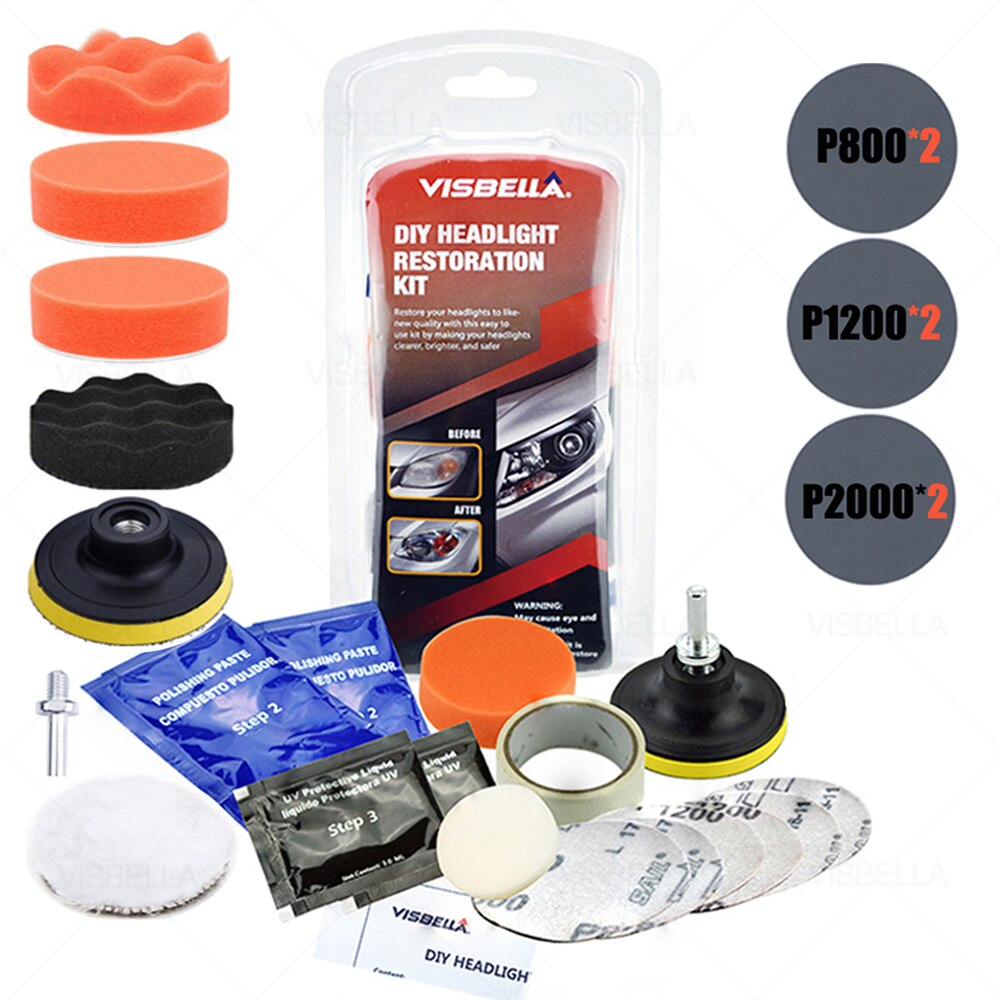 Car Headlight Restoration Polishing Kits Headlamp Repair Kits Car light Lens Polish Polisher Cleaning Paste Refurbish Paint Care: Package 8