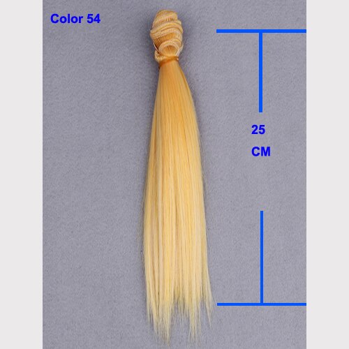 25 Cm Natural Color Heat Resistand High Temperature Doll Wigs Straight Thick Hair for 1/3 1/4 1/6 Bjd Fabric Art Doll Hair: Color 54