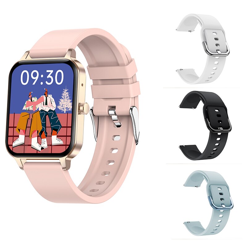 STrollAR MP3 Smart Watch Women Man Music Player Phone Call Body Temperature Connect Wireless Earphones Fitness Smartwatch Clock: Violet