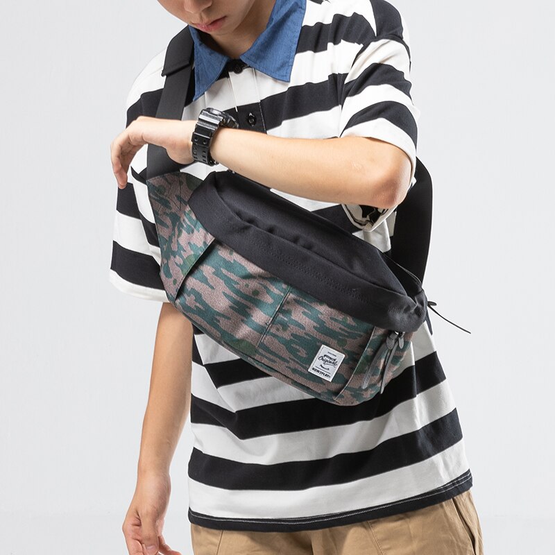 unisex canvas Messenger Bag Patchwork Men Crossbody Bag Large Capacity Casual Travel chest Bag
