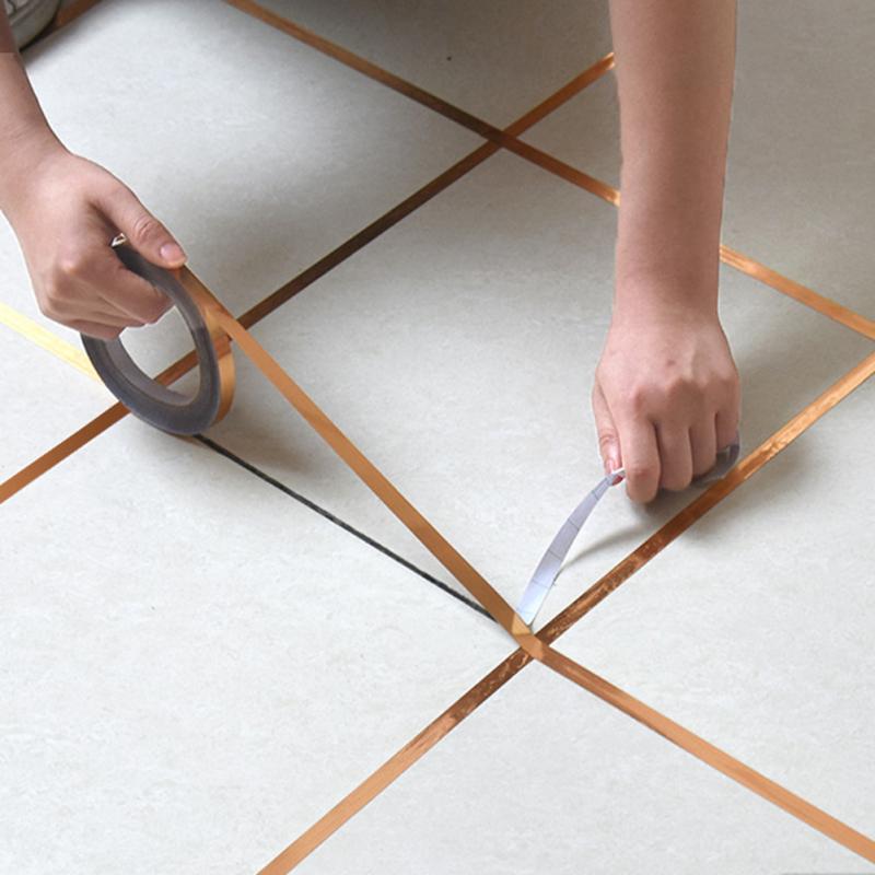 Guldsølvsting flise selvklæbende hjem vandtæt gulv klistermærke badeværelse dekoration vandtæt 0.5cm / 1cm