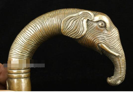 Kinesisk gammel bronze håndskåret cobra statue sukkerrør spadserestok hoved