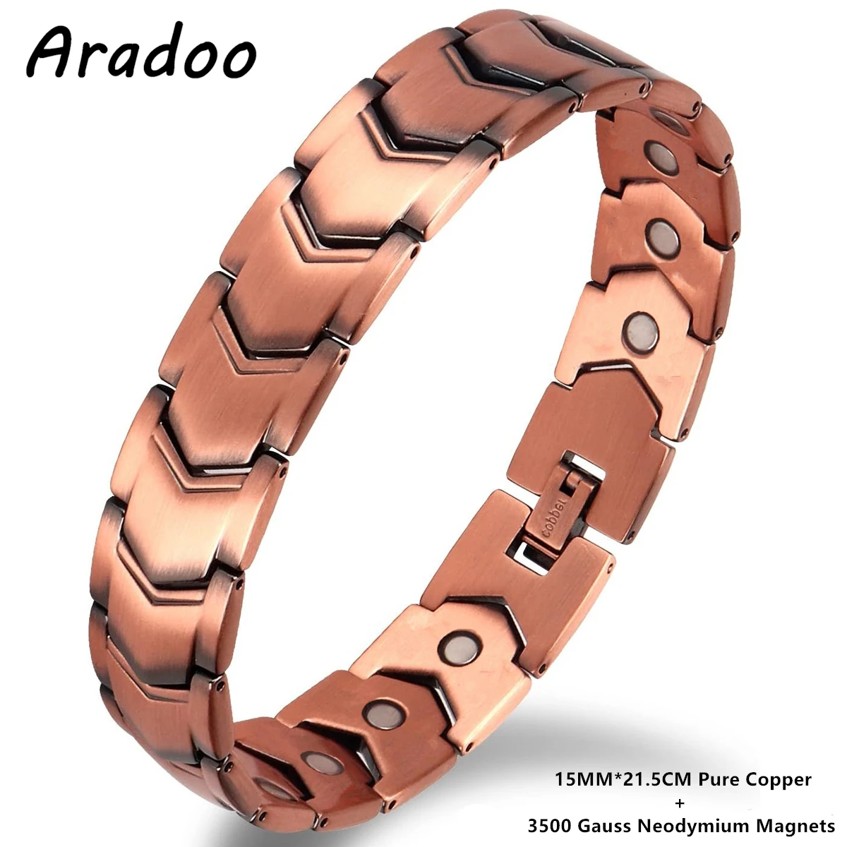 ARADOO 3X Strength Neodymium Magnets Copper Bracelet for Men Pure Copper Bangle Wristband Jewelry: Pure Gold Color