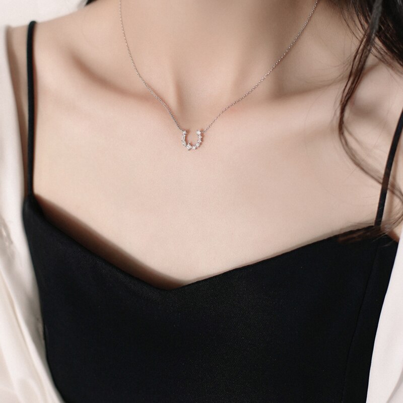 925 Sterling Silver Pin Love Fishbone Horseshoe Style Adds Charm To Exquisite Pendant Necklace