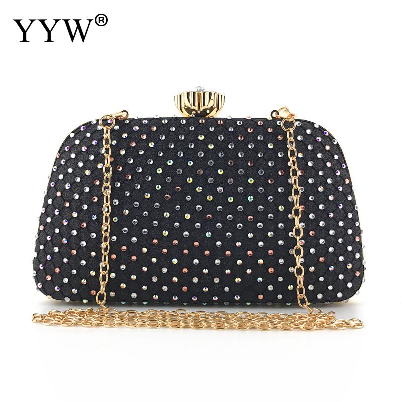 Gold Diamond Synthetic Leather Wedding Bag Clutch Vicedeal