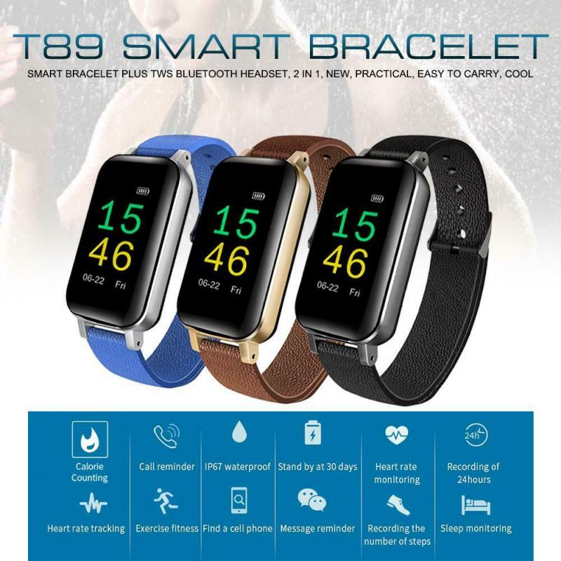 TWS Smart Binaural Bluetooth Hoofdtelefoon Fitness Armband Hartslagmeter Smart Polsband Sport Watch Mannen Vrouwen