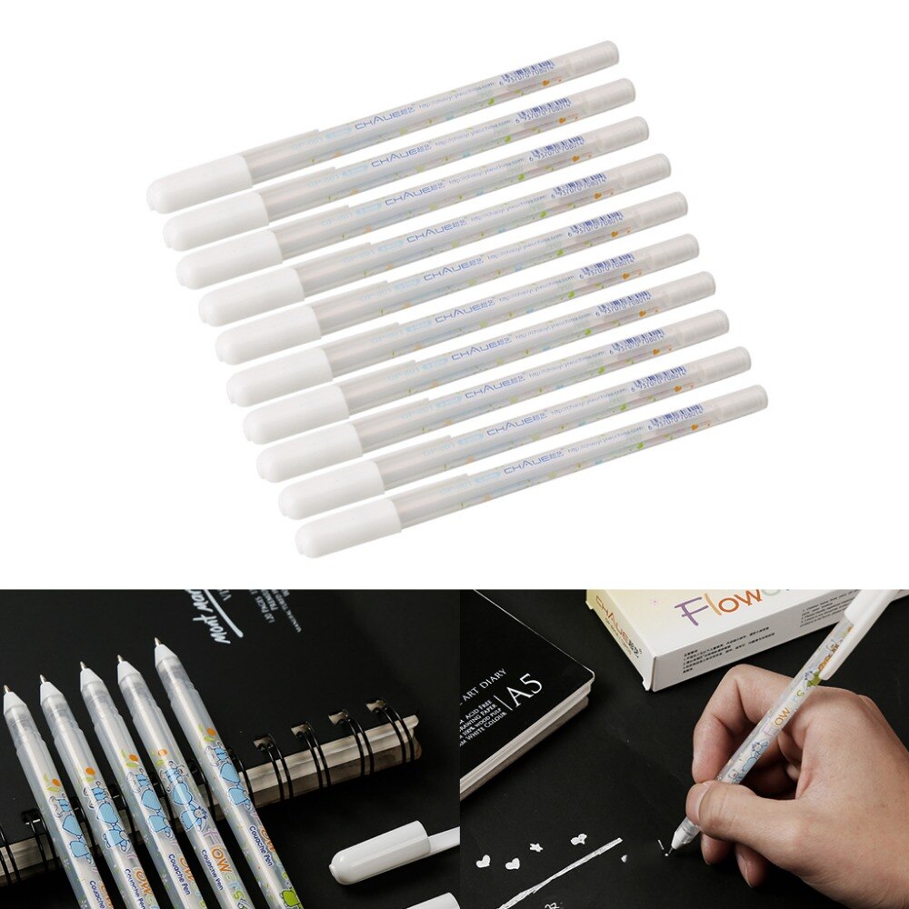1PC Hottest White Hook Liner Pens Signature Marker Black Paper Highlighter Reviser 0.8mm