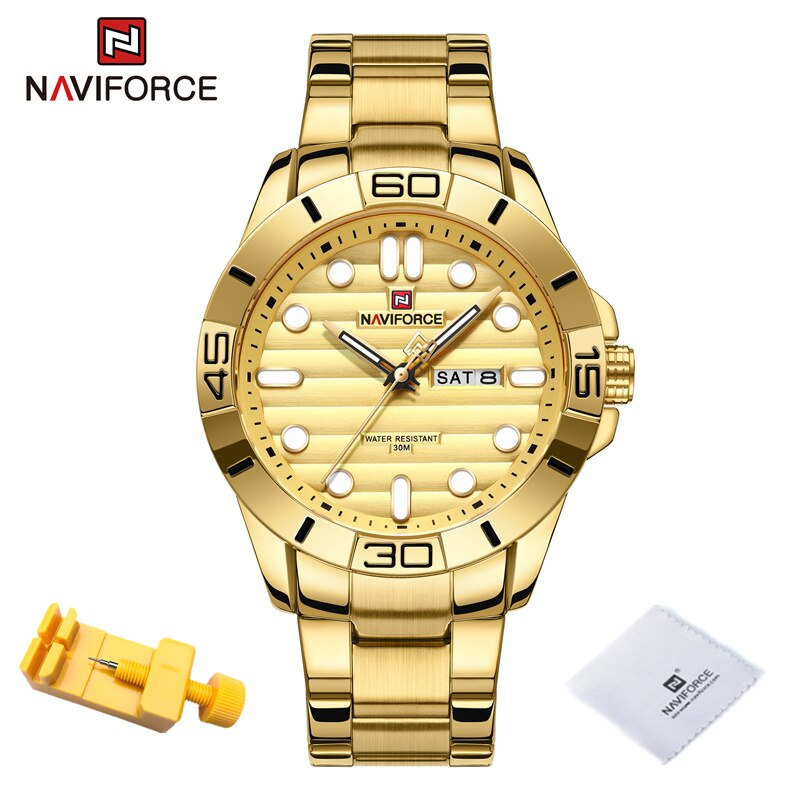 NAVIFORCE – montre-Bracelet lumineuse en acier inoxydable pour homme, à Quartz, étanche, Original, à la: GG