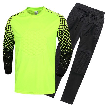 The Latest Long Sleeve Goalkeeper Shirts Child Goalkeeper Suits Breathable Soccer Kids Soccer Sets Sport Training Suit: Green / L