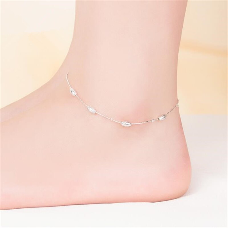 Kofsac Trendy 925 Sterling Zilveren Enkelbanden Voor Vrouwen Olijf Kralen Meisje Barefoot Beach Sandal Foot Chain Armbanden Sieraden